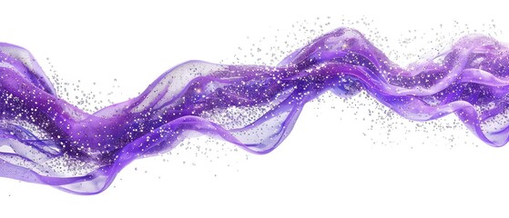purple wavy glittering stream of water on white background