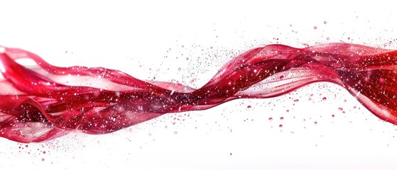 red wavy glittering stream of water on white background