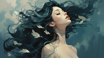 Detailed illustration of a graceful neck with elegant curve and lifelike anatomy, set against a clean background in high resolution art.