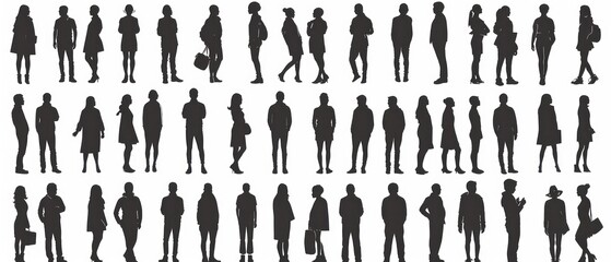 silhouette of individual people on a white background
