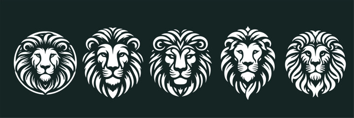 set of vector designs of the lion, king of the jungle, with different futuristic designs
