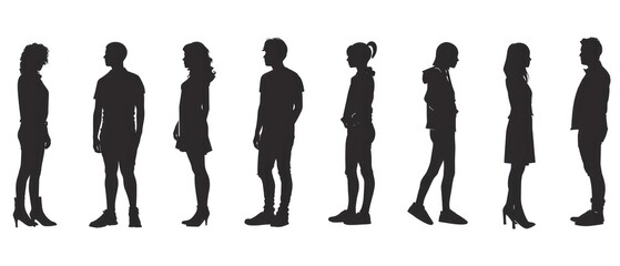 silhouette of individual people on a white background