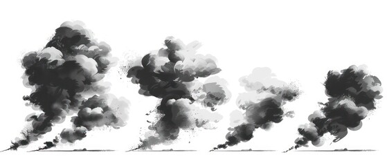 black cloud illustrations on a white background
