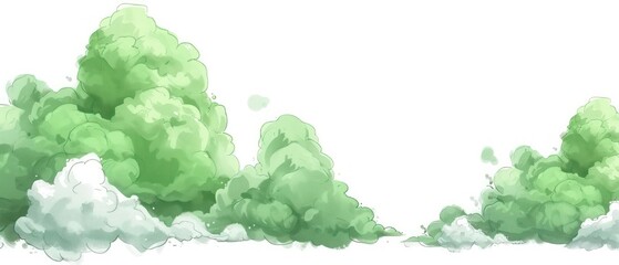 green cloud illustrations on a white background