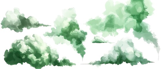 green cloud illustrations on a white background