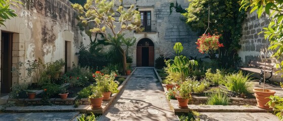 Fototapeta premium Architectural garden Features in a Medieval Fortress