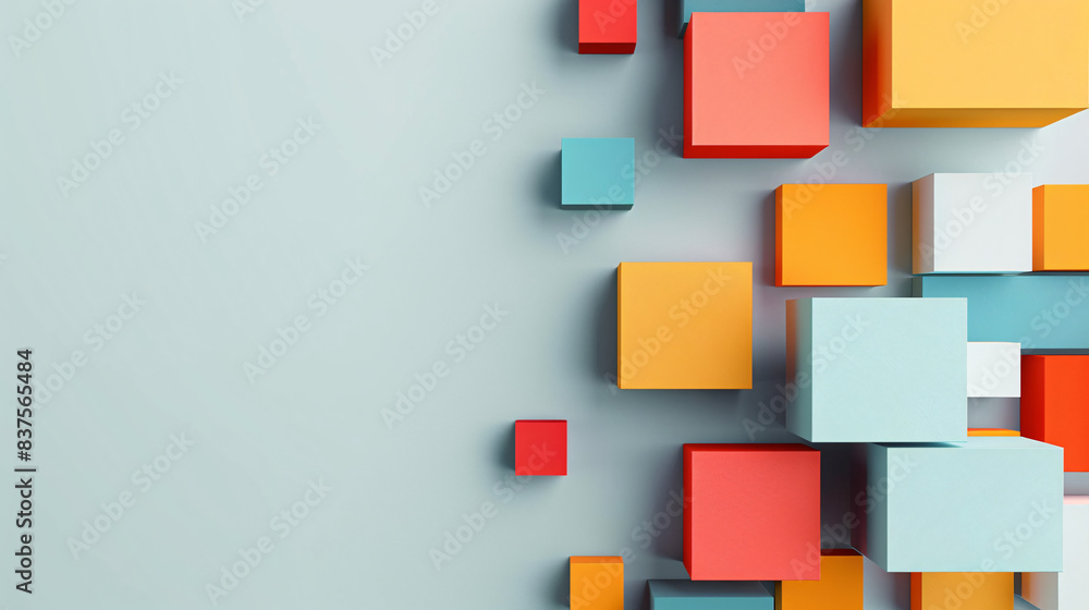 Poster aesthetic wallpaper showcasing many multicolored blocks or square and geometrical shape suitable for