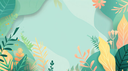 an aesthetic copyspace design showcasing nature element like leaf, tree, seed and dynamic element illustration