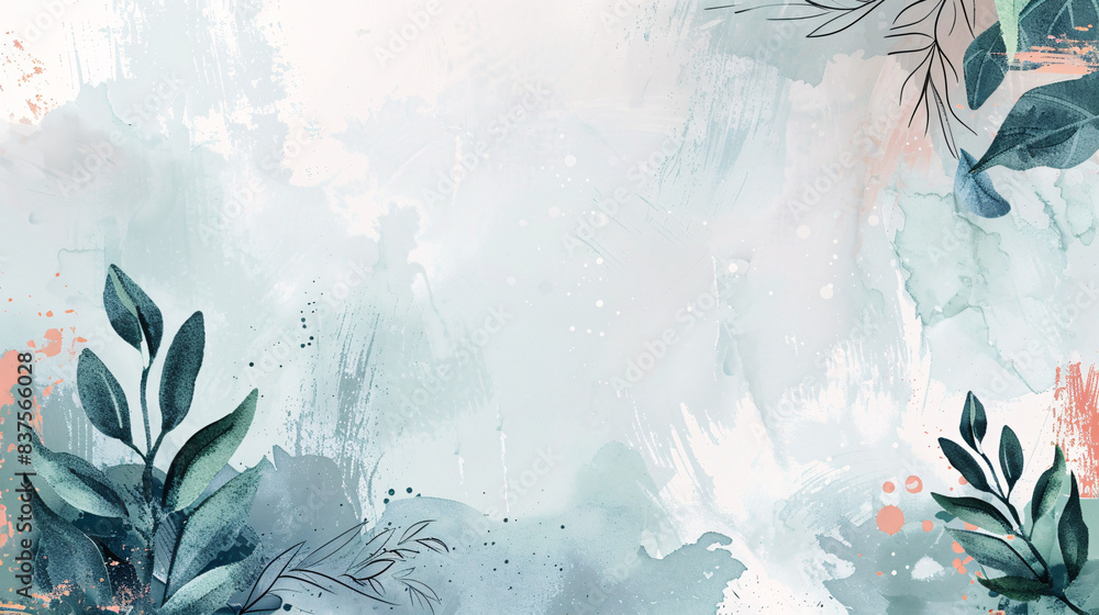 Poster an aesthetic copyspace design showcasing nature element like leaf, tree, seed and dynamic element wa