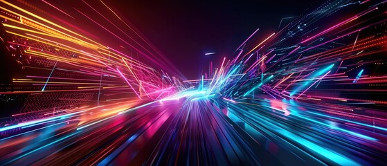 Naklejka premium Abstract background with interlaced digital glitch and distortion effect. Futuristic cyberpunk design. Retro futurism, webpunk, rave 80s 90s cyberpunk aesthetic techno neon colors