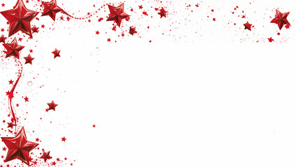 bordure festive rouge. Etoiles et arabesques rouge en bordure sur un fond blanc avec espace négatif copyspace, Noël, fêtes de fin d'année, anniversaire, célébrations espace négatif copyspace