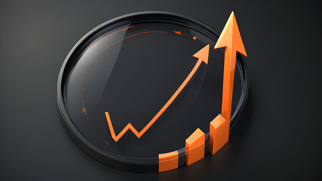 A vector style graph concept in 3d, light colours, light orange colour, soft, pastel, bar charts, pie charts, visualization, line graph