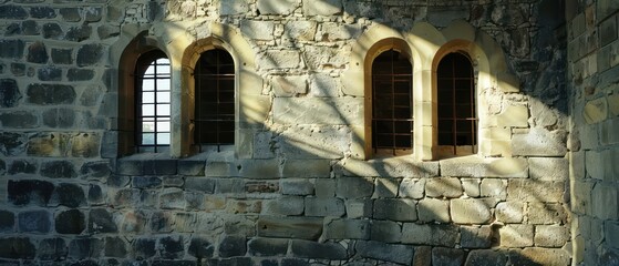 architectural window in medieval fortress