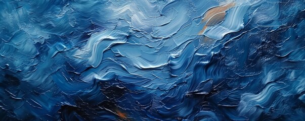 Closeup of abstract rough colorful blue colors art painting texture background wallpaper, with oil...