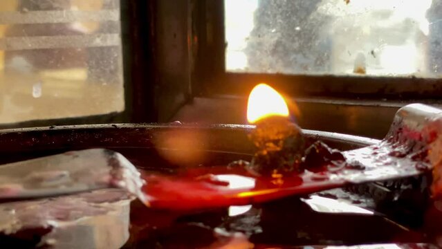 Flames under candlelight for worshiping sacred objects according to beliefs and culture in each country Region or religion, Flames under candlelight for worshiping gods, burning candle on background