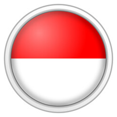 Indonesia circle glossy 3d flag. country flag button.