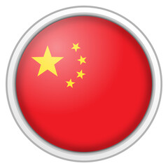 China circle glossy 3d flag. country flag button.