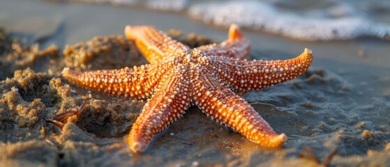 starfish on the sand on the beach close view
