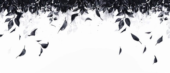 black leaves, special effects, pure white background