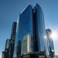 Obraz premium Skyscraper Glass Facade On a sunny day