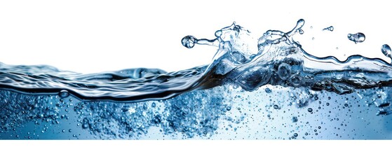 water wave with fresh water, white background