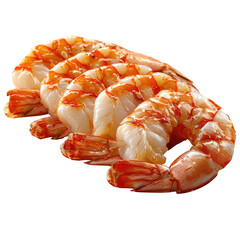 Fresh jumbo shrimp lined up in a delectable display, ready to be cooked or used in a variety of culinary dishes for seafood lovers., transparent background