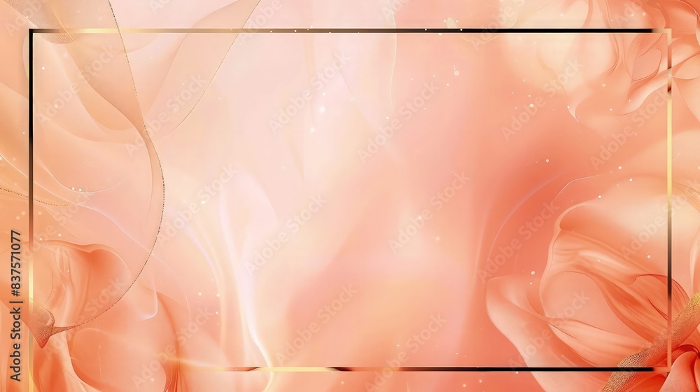 Aufkleber a delicate coral background with a shiny golden and black frame border, creating an elegant and harm