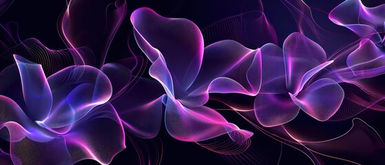 floral abstract elements optical illusion neon, fluid lines and organic shapes