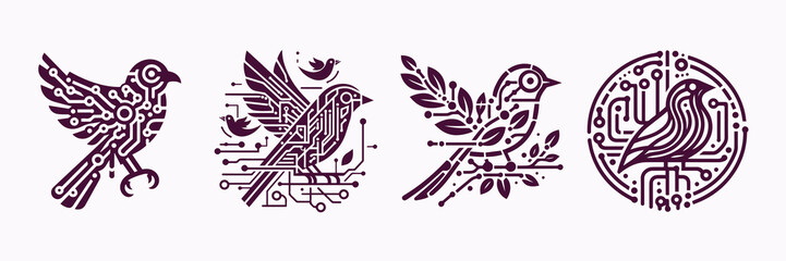 different sets of robot bird designs
