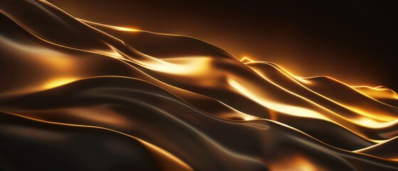 golden abstract moving smoothed lines with futuristic glowing effect