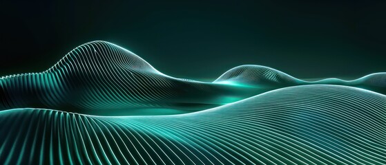 green teal abstract moving smoothed lines with futuristic glowing effect