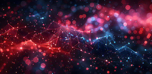 Obraz premium Abstract digital connection dots and lines. Technology background. Network connection structure. Plexus effect. 3d
