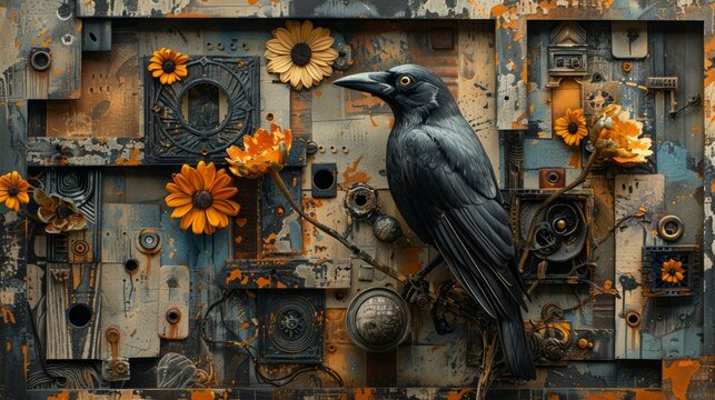 Artwork with surreal and quirky elements, curated specifically for a Tudor home decor theme, enhancing the overall aesthetic with its unique and captivating design.