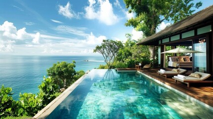 Fototapeta premium Luxurious Hotels: Escape to luxurious hotels that offer unparalleled comfort and service, nestled in some of the world's most desirable locations.