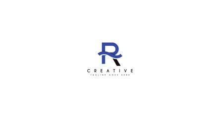 Initial Letter R with Wave logo design vector illustration.