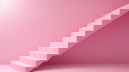 Abstract pink stairs. 3d modern art.