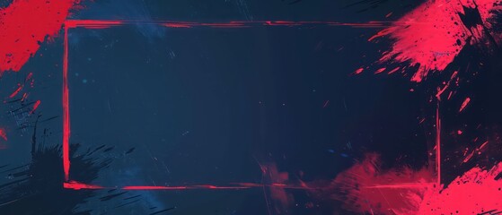 broken brushstroke neon-punk livestream overlay border template in the style of red blue  