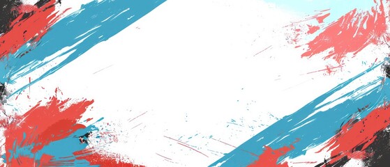 broken brushstroke neon-punk livestream overlay border template in the style of red blue  