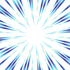 キラキラした青色のグラデーションの集中線