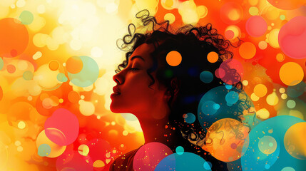 Fototapeta premium Majestic digital illustration of a woman encircled by a herd of gentle elephants on a captivating safari adventure.