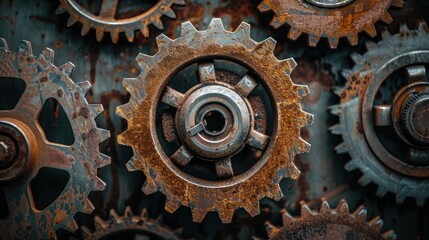 Pictures of industrial technical gears in engineering