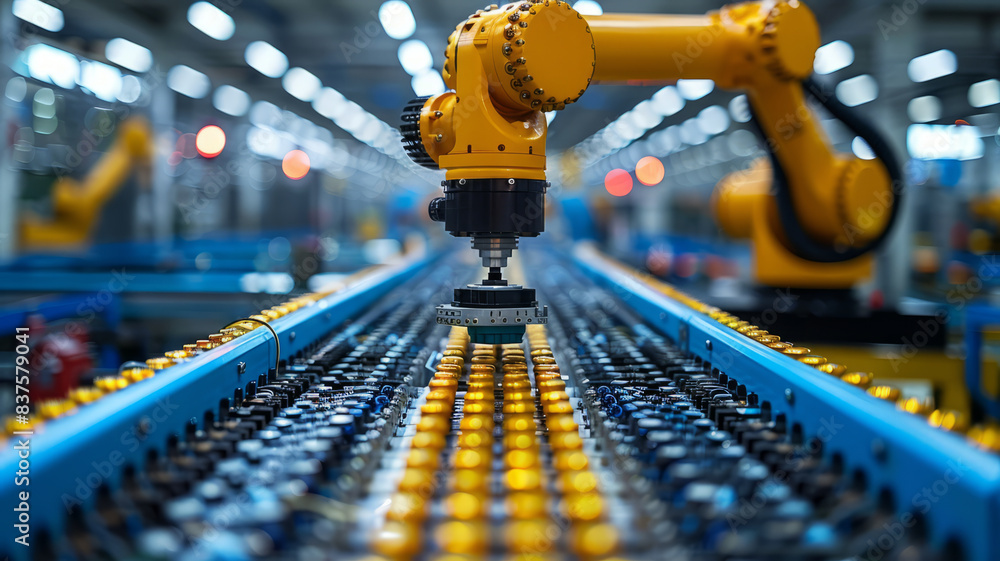 Aufkleber high-precision robot arms automate pcb assembly in modern electronics factory.generative ai