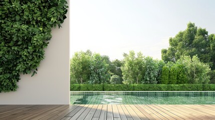 Naklejka premium Modern style swimming pool terrace in a private area.