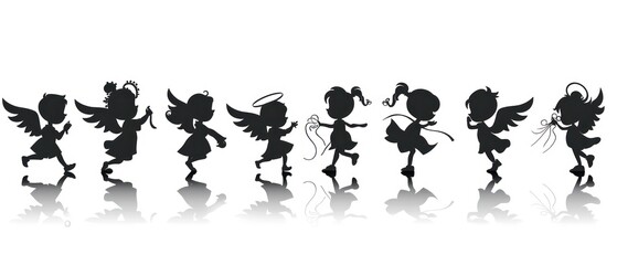 angels silhouette black and white