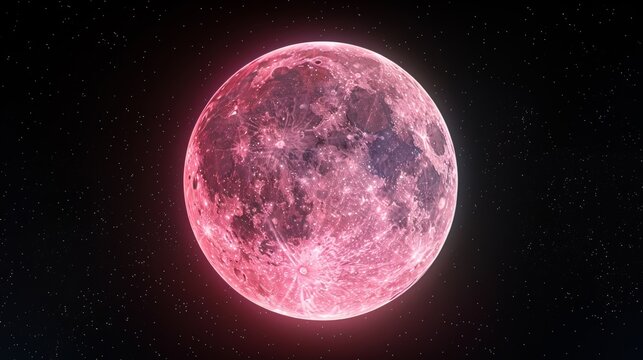 Strawberry Moon in the Night Sky 