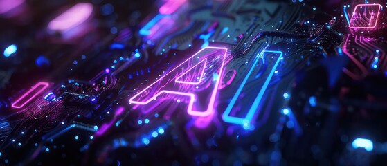 AI illustration glowing edges glass black background