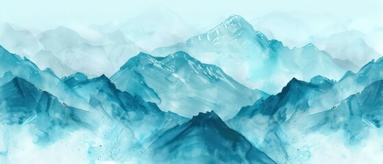 blue mountains abstract digital seamless pattern nostalgic landscapes