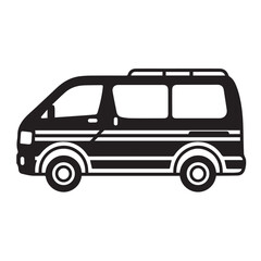 Minivan in cartoon, doodle style . Image for t-shirt, web, mobile apps and ui. Isolated 2d vector illustration in logo, icon, sketch style, Eps 10, black and white. AI Generative