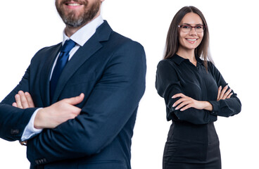 business partner isolated on white. two businesspeople in suit. business teamwork and collaboration. partnership concept. partner team. successful partnership. business team success. cropped view