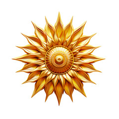 Beautiful geometric symmetrical sun flower sun illustration for kids book isolated on transparent 